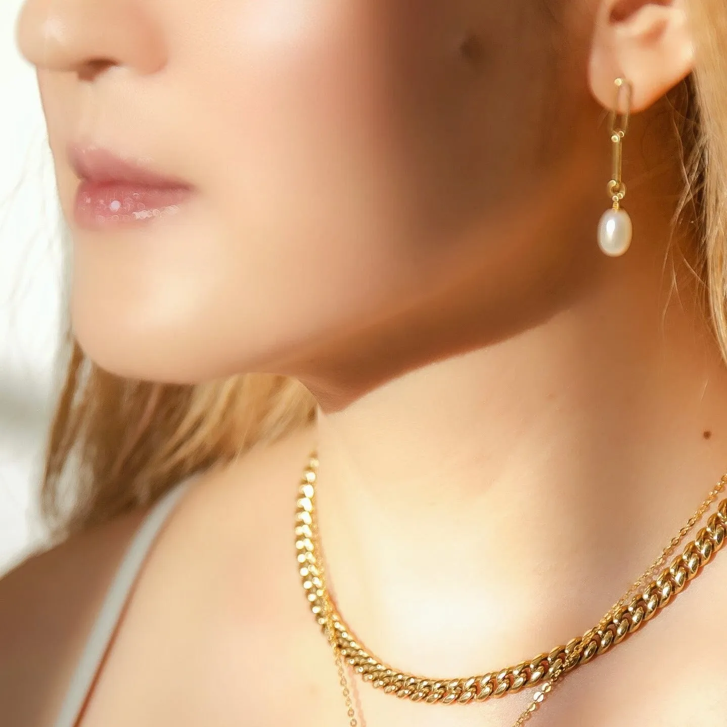 7mm Sterling Silver Pearl Paperclip Earrings sold by Capsul Jewelry product image thumbnail 2