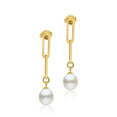 7mm Sterling Silver Pearl Paperclip Earrings sold by Capsul Jewelry