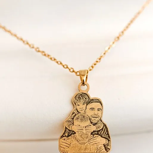Custom Lasercut Portrait Necklace sold by Capsul Jewelry