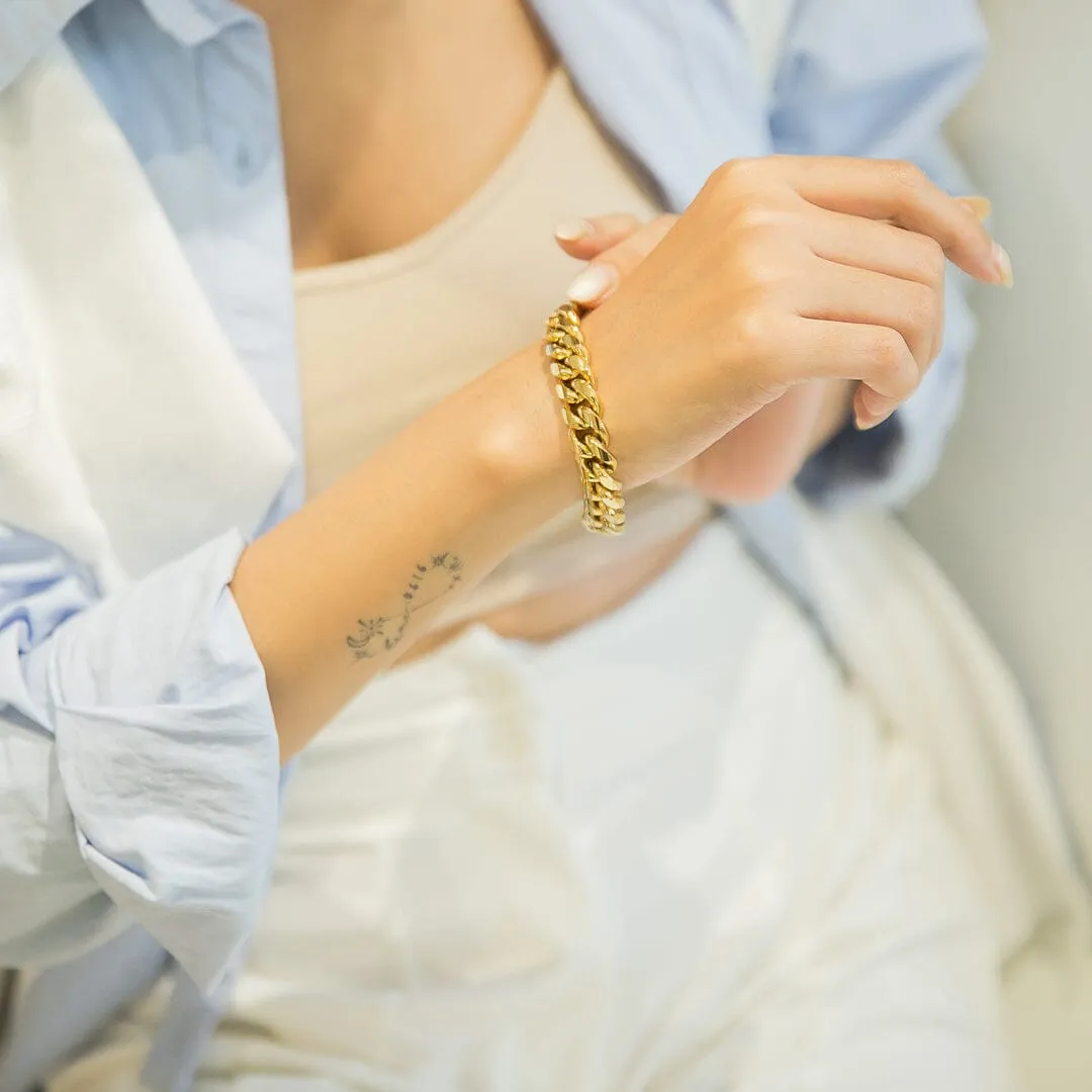 12mm Wide Classic Havana Cuban Chain Bracelet sold by Capsul Jewelry product image thumbnail 2