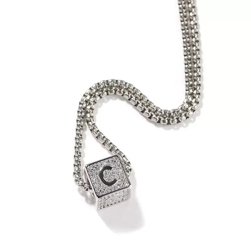 Iced Cube Initial Necklace with 20" - 24" Chain sold by Capsul Jewelry product image thumbnail 4