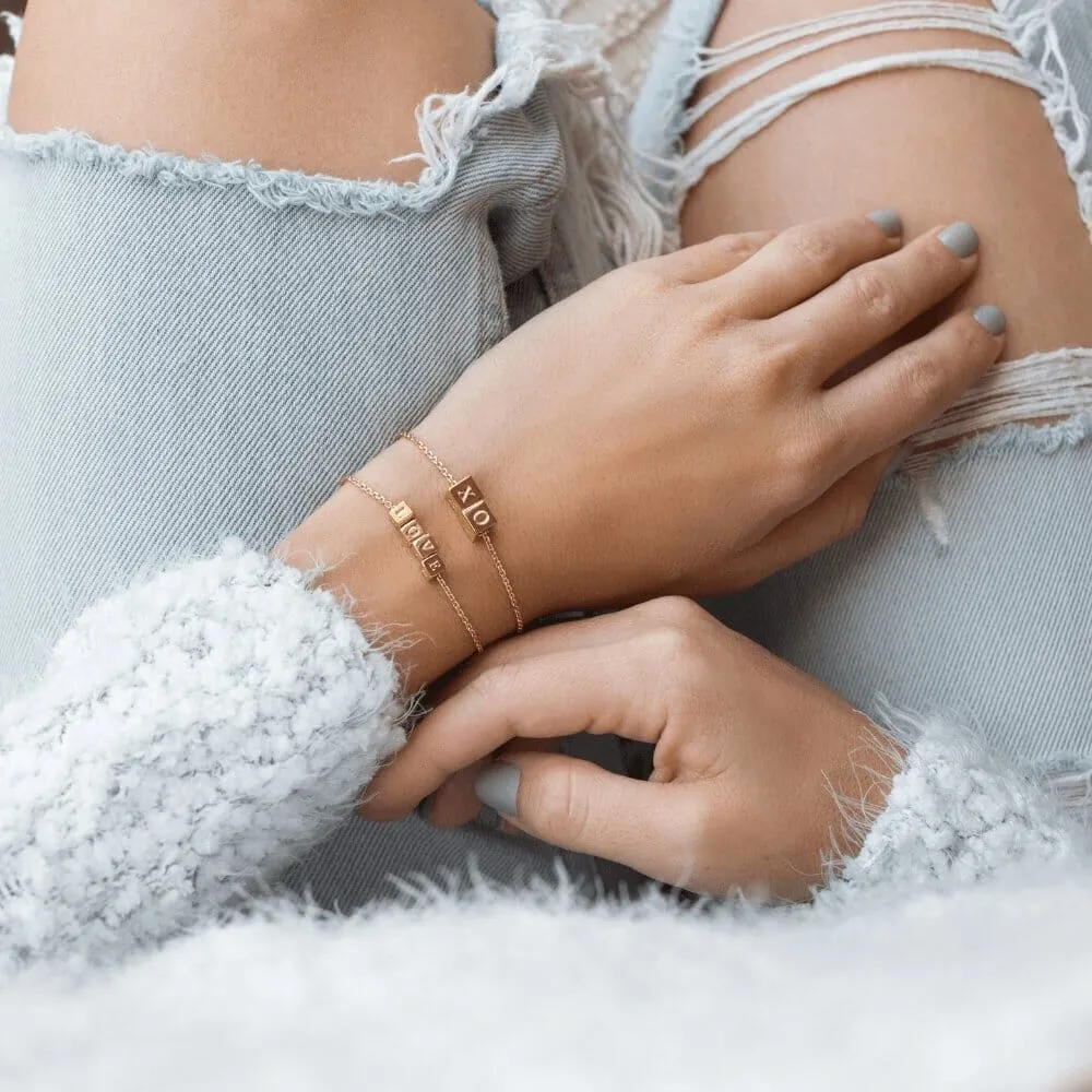 Custom Block Bracelet | Block Letter Bracelets sold by Capsul Jewelry product image thumbnail 2