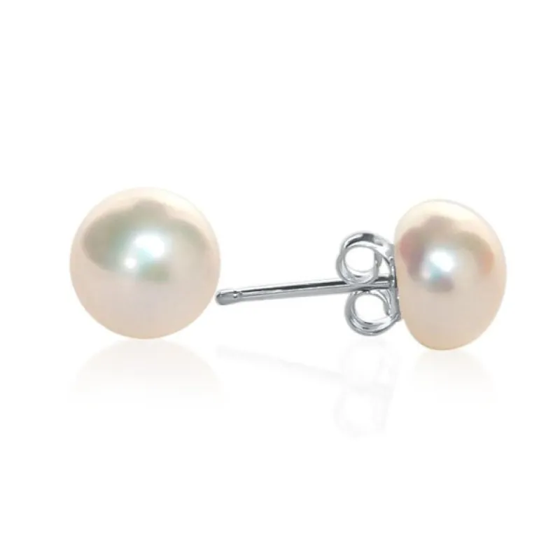 Sterling Silver Freshwater Pearl Stud Earrings sold by Capsul Jewelry