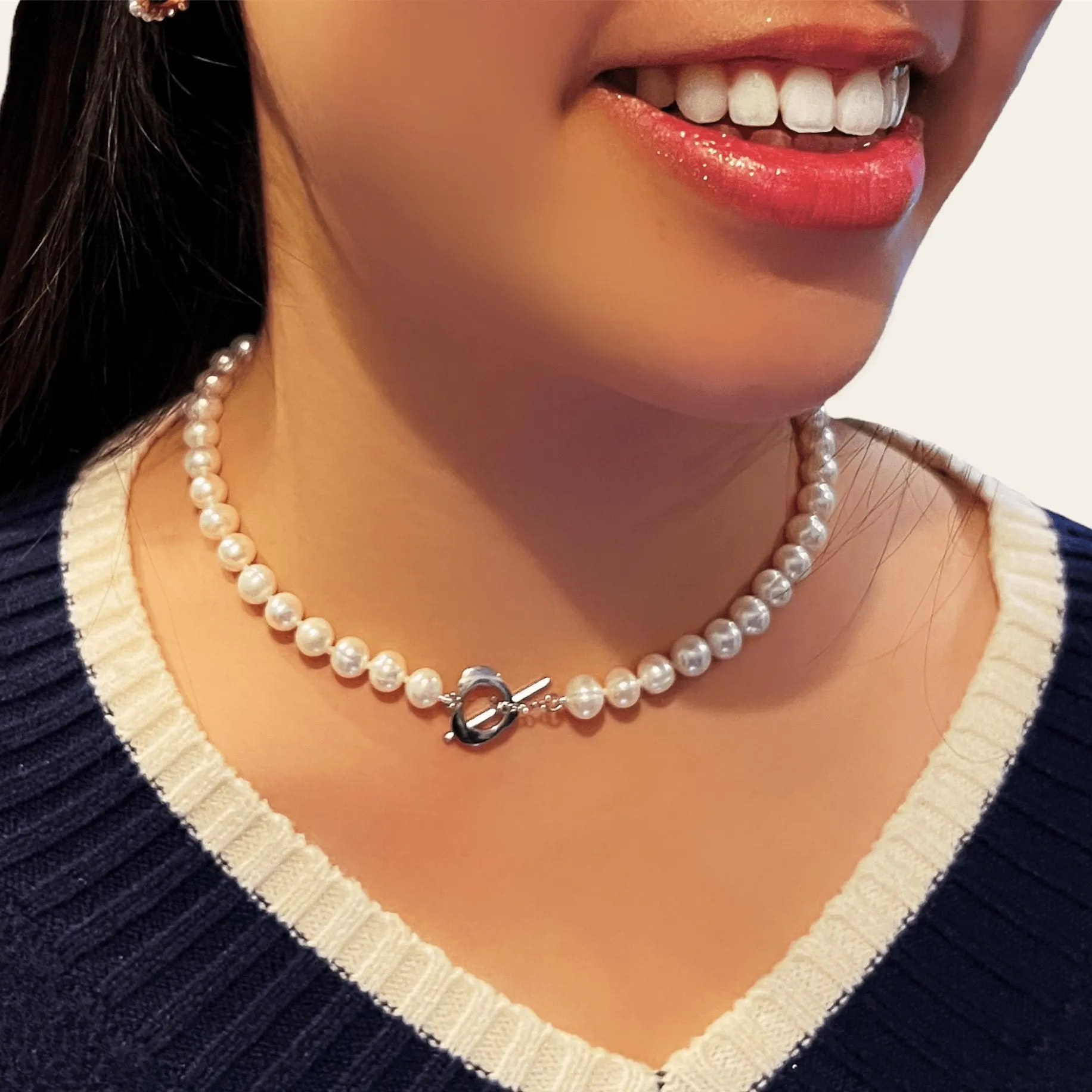 8 mm 16" Freshwater Pearl Necklace with Heart Toggle Clasp sold by Capsul Jewelry product image thumbnail 3