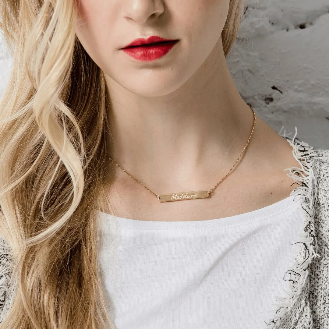 Custom Roman Numeral Horizontal Bar Necklace sold by Capsul Jewelry product image thumbnail 2