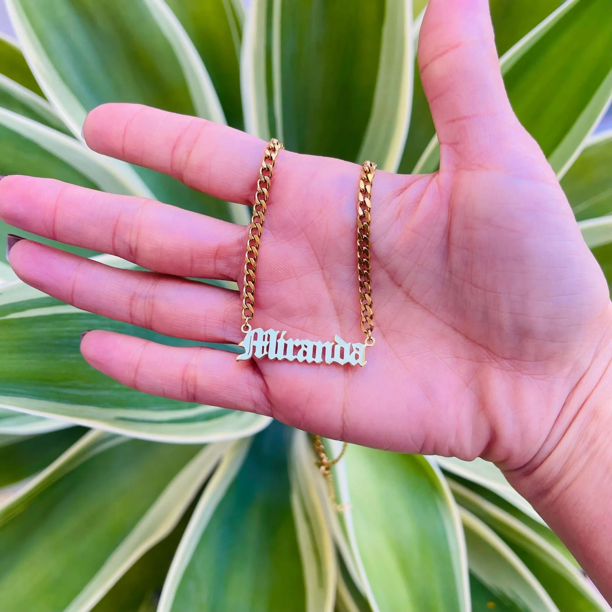 Personalized Cuban Chain Name Necklace - "The Miranda" sold by Capsul Jewelry product image thumbnail 5