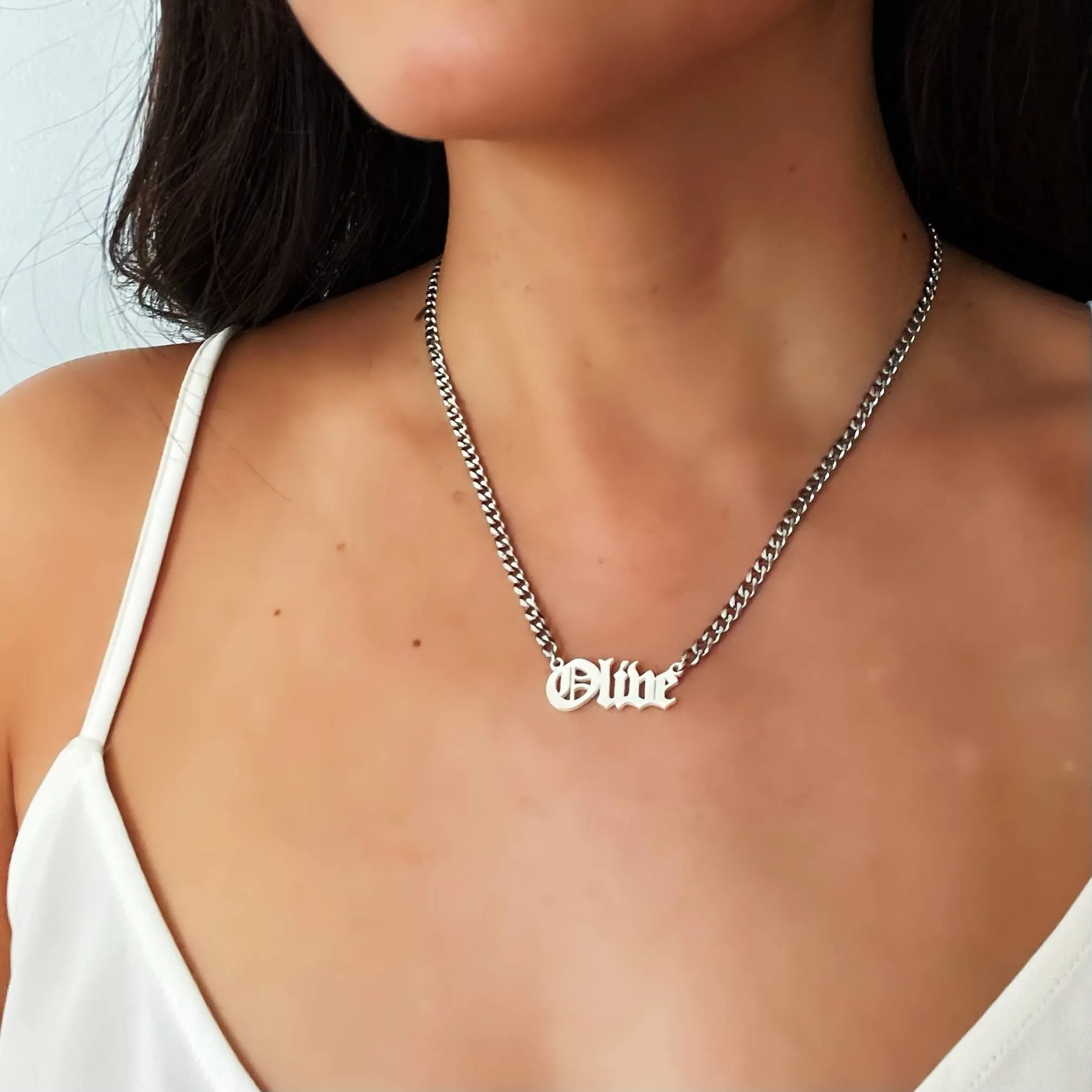 Personalized Cuban Chain Name Necklace - "The Miranda" sold by Capsul Jewelry product image thumbnail 3