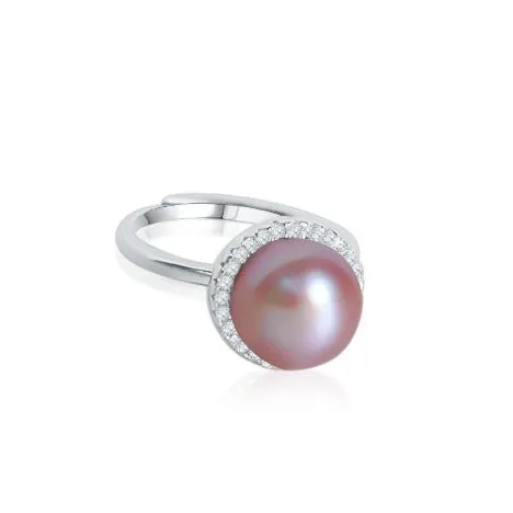 10mm Sterling Silver Diamond and Pearl Cocktail Ring sold by Capsul Jewelry product image thumbnail 3