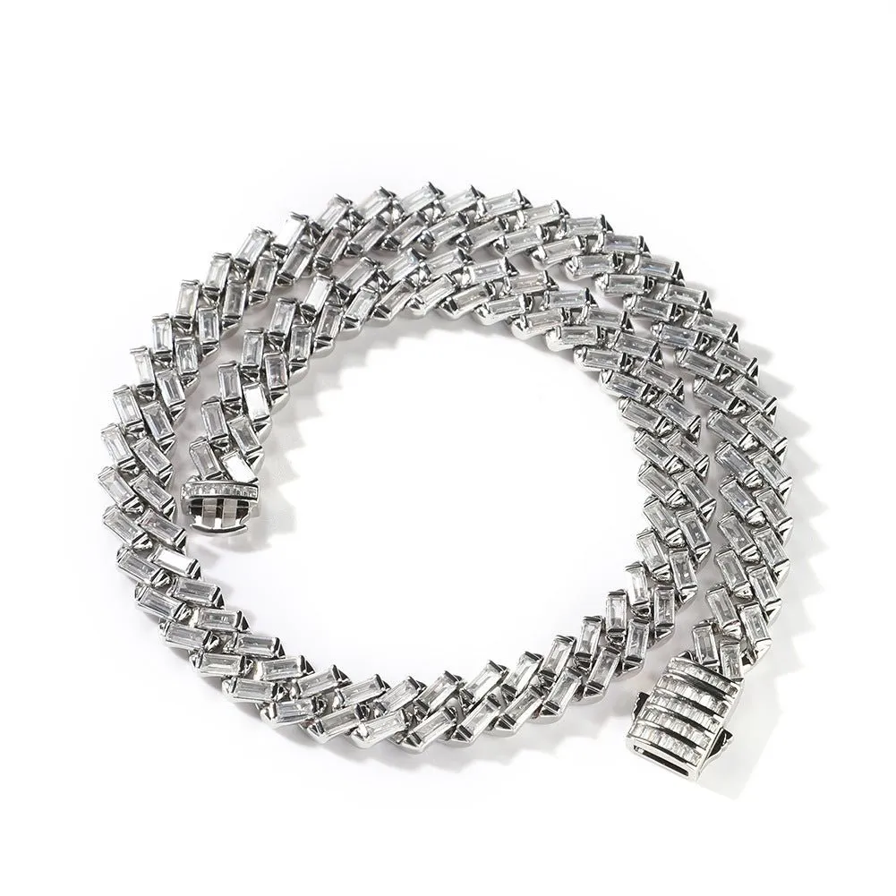 12mm Iced Baguette CZ Diamond Cuban Necklace sold by Capsul Jewelry