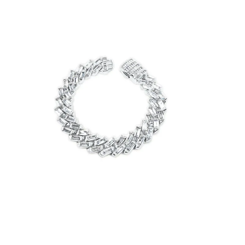 12mm Iced Baguette CZ Diamond Cuban Bracelet sold by Capsul Jewelry