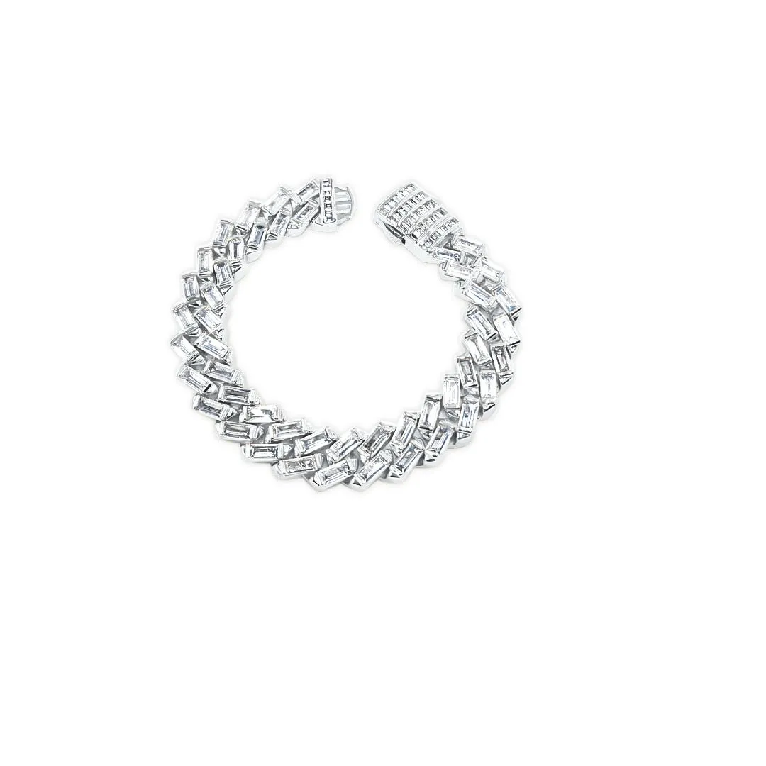 12mm Iced Baguette CZ Diamond Cuban Bracelet sold by Capsul Jewelry