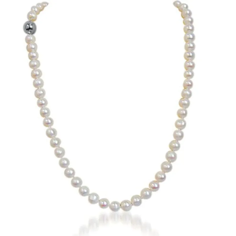 8 mm Classic Freshwater Pearl Necklace with Magnetic Clasp sold by Capsul Jewelry