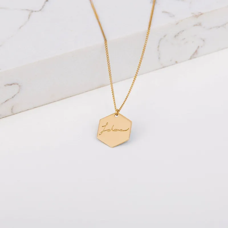 Custom Capsul Hexagon Necklace | Hexagon Initial Necklace sold by Capsul Jewelry