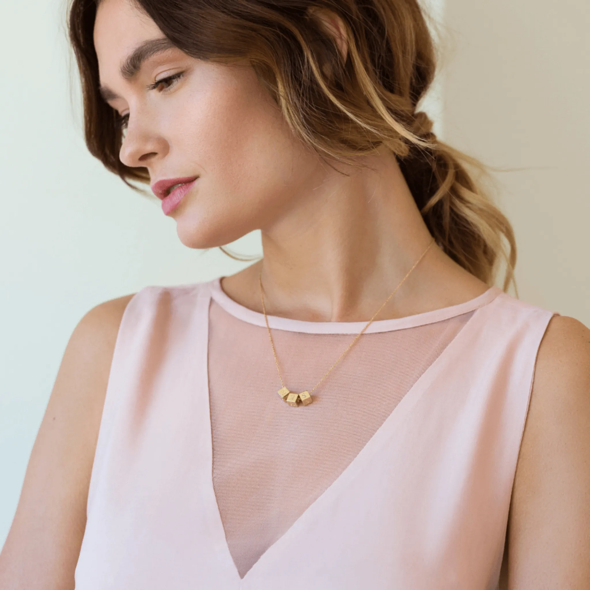 Custom 14k Gold Block Necklace sold by Capsul Jewelry product image thumbnail 2