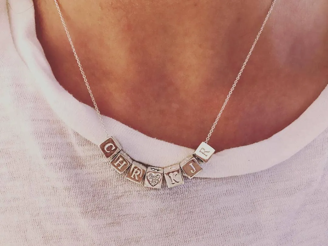 Custom 14k Gold Block Necklace sold by Capsul Jewelry product image thumbnail 4