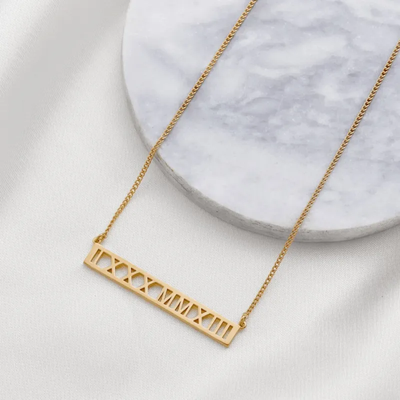 Custom Cut Out Bar Necklace | Personalized Bar Necklace made by Capsul Jewelry