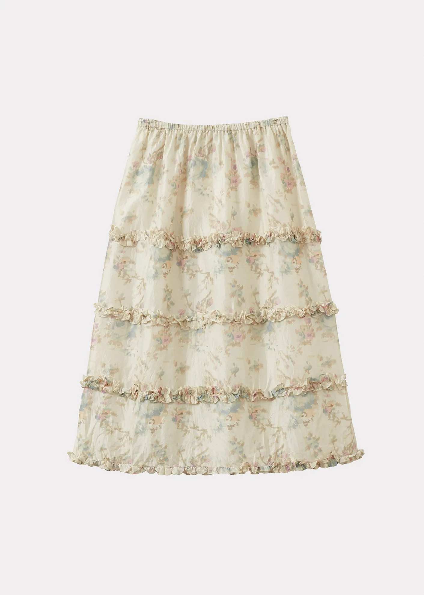 VERITY WOMEN'S SILK SKIRT - BLUE ROSE PRINT sold by Caramel