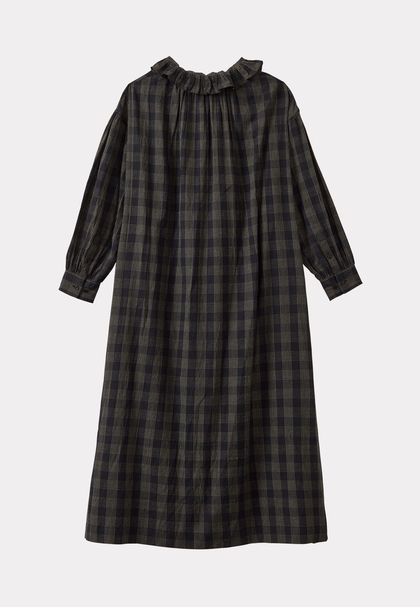 FRILL COLLAR WOMEN'S DRESS - BLACK / ECRU CHECK sold by Caramel product image thumbnail 3