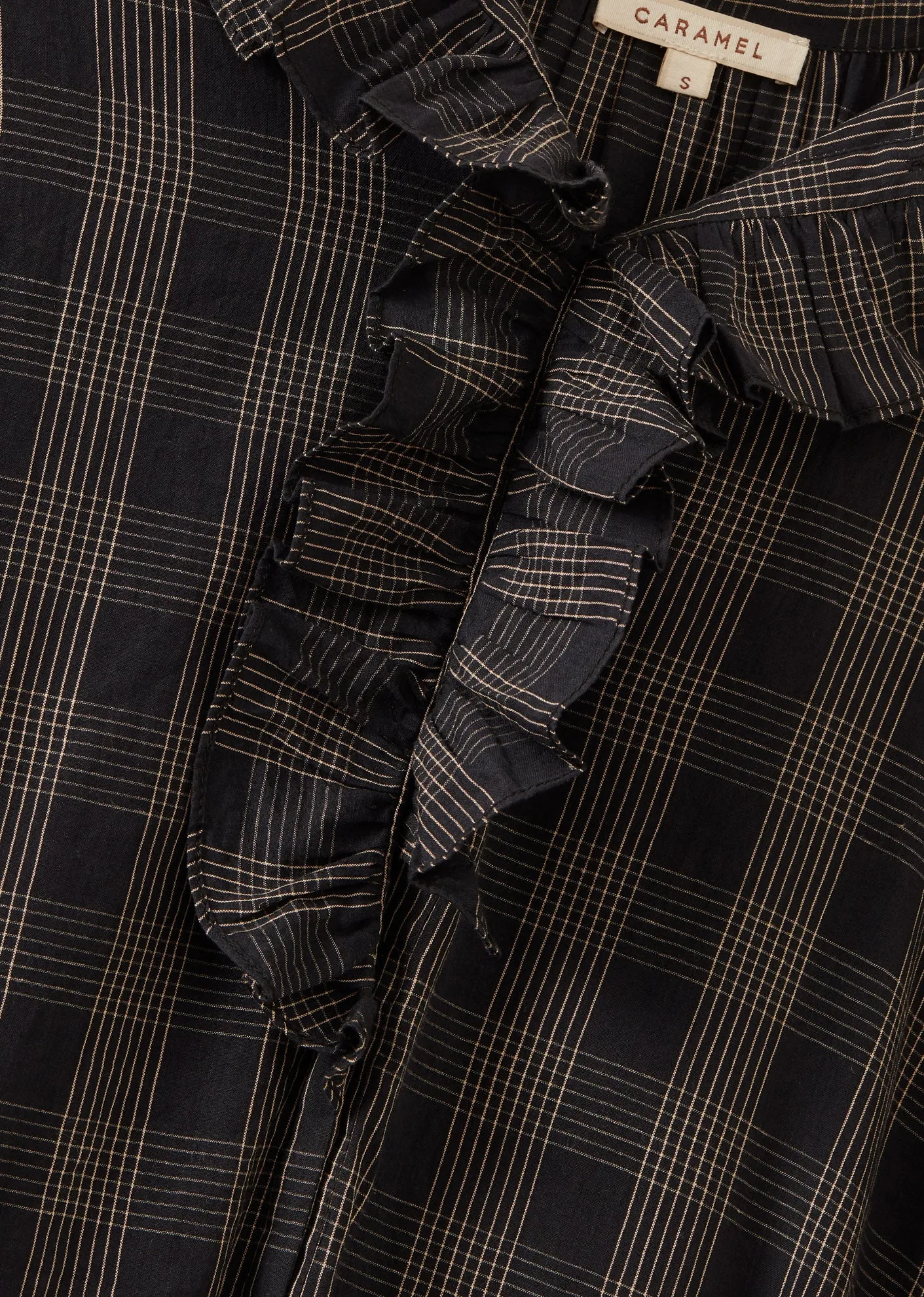FRILL COLLAR WOMEN'S DRESS - BLACK / ECRU CHECK sold by Caramel product image thumbnail 2