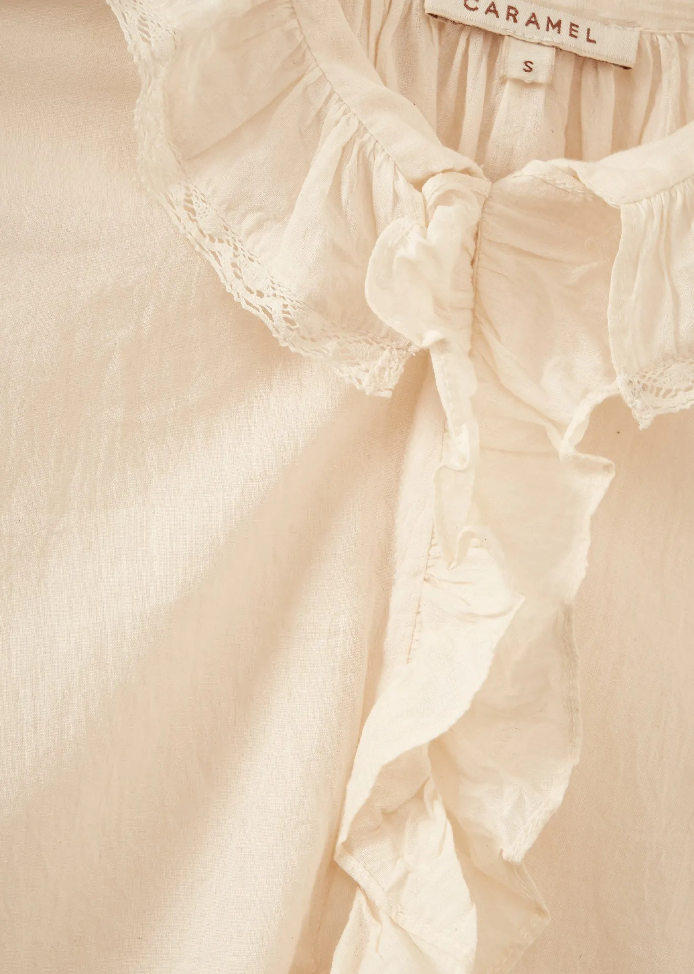 WOMEN'S FRILL COLLAR COTTON BLOUSE - WHITE VOILE sold by Caramel product image thumbnail 2