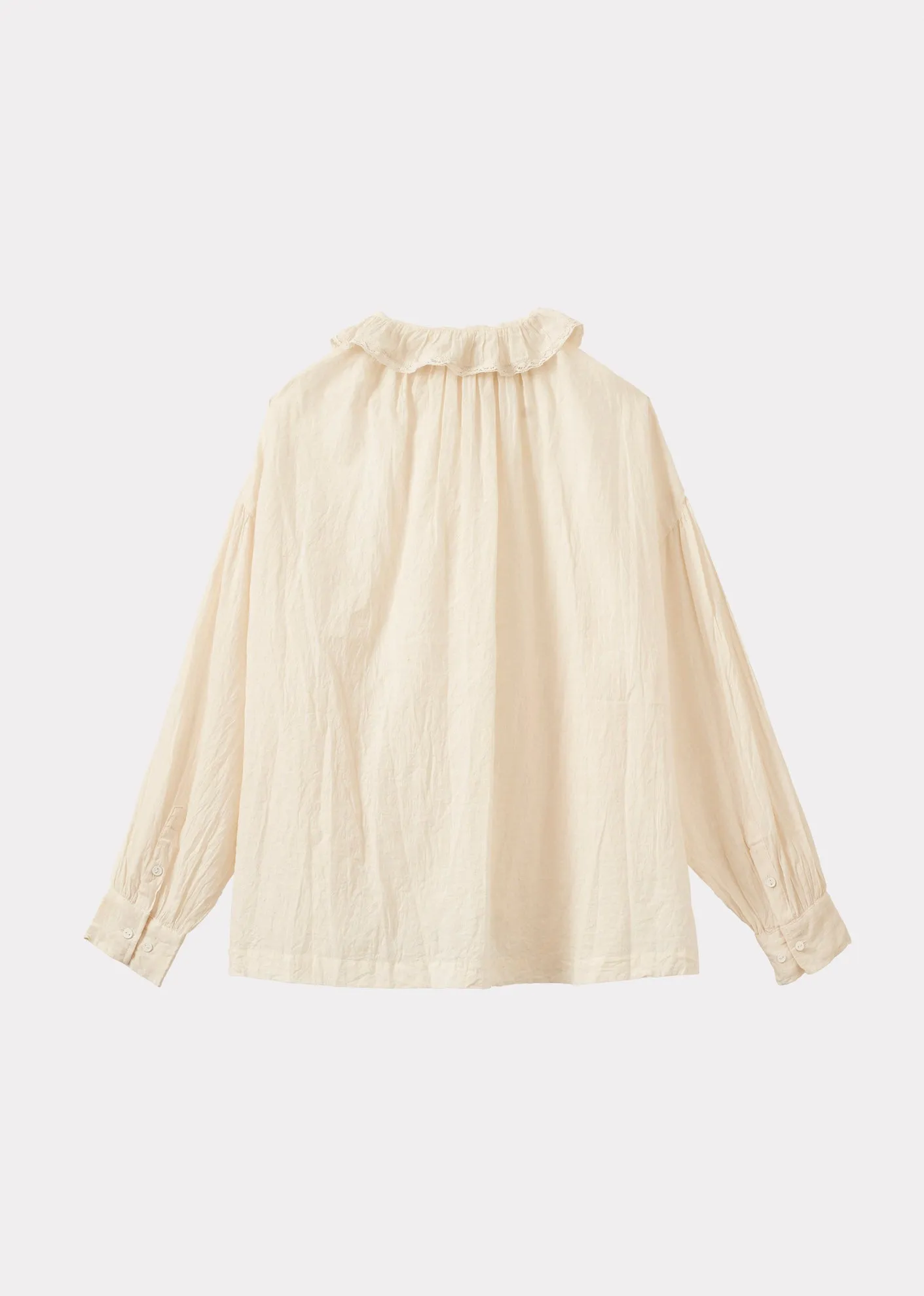 WOMEN'S FRILL COLLAR COTTON BLOUSE - WHITE VOILE sold by Caramel product image thumbnail 3