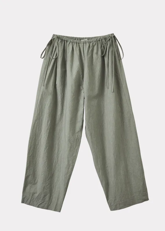 WOMEN'S TIE-DETAIL TROUSERS - GREY / GREEN made by Caramel