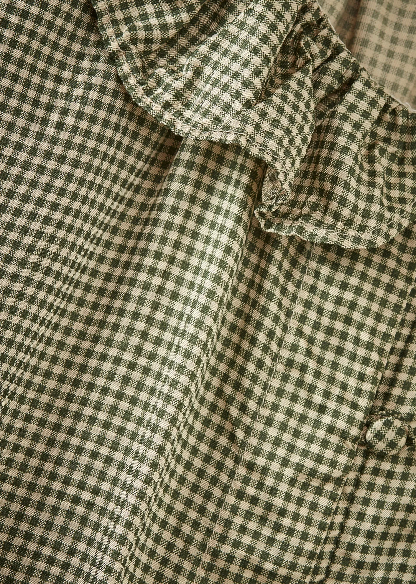 WOMEN'S FRILL COLLAR SHIRT - GREEN GINGHAM MICRO-CHECK sold by Caramel product image thumbnail 2