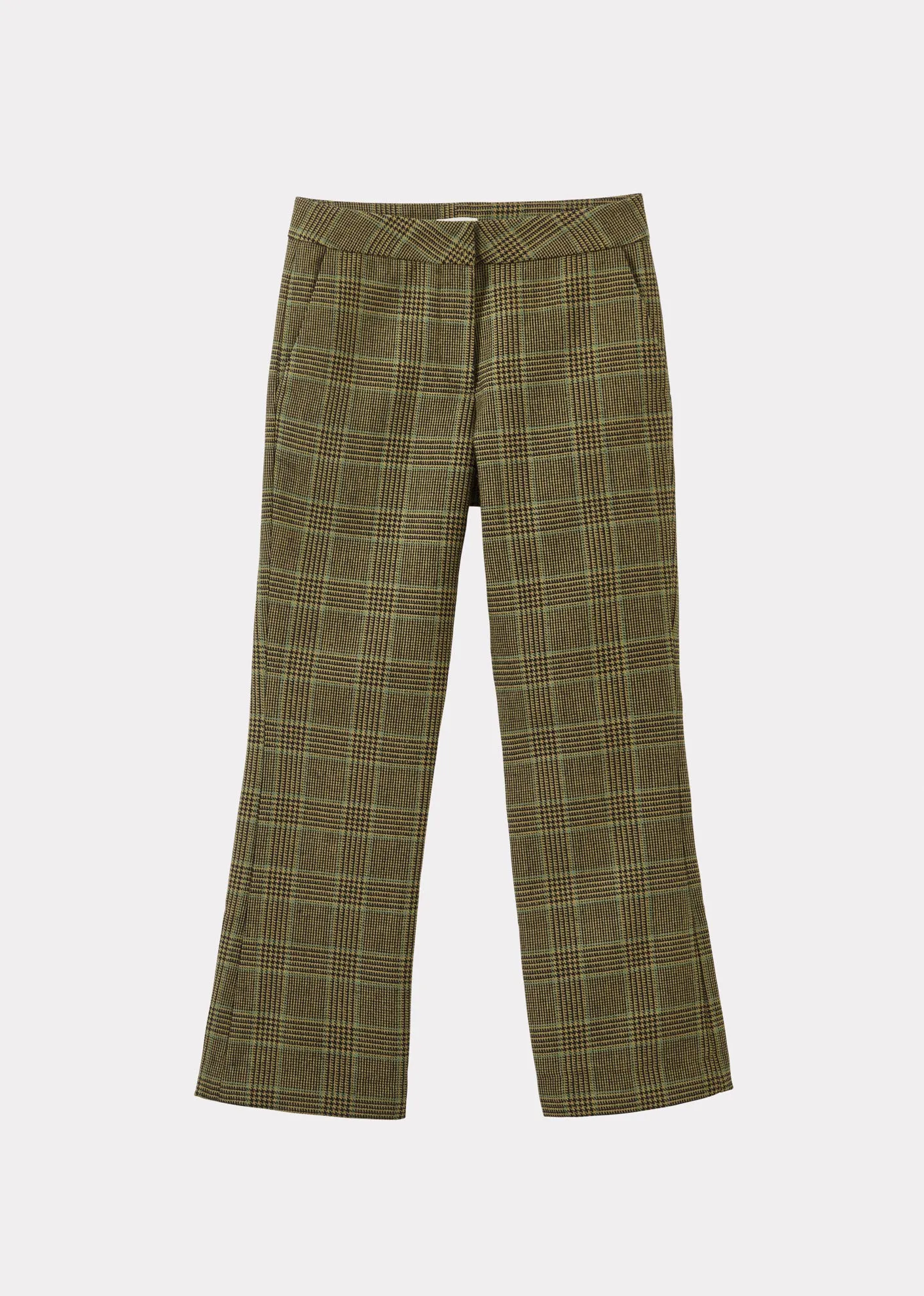 WOMAN KICK FLARE TROUSER - YELLOW / BLACK CHECK sold by Caramel