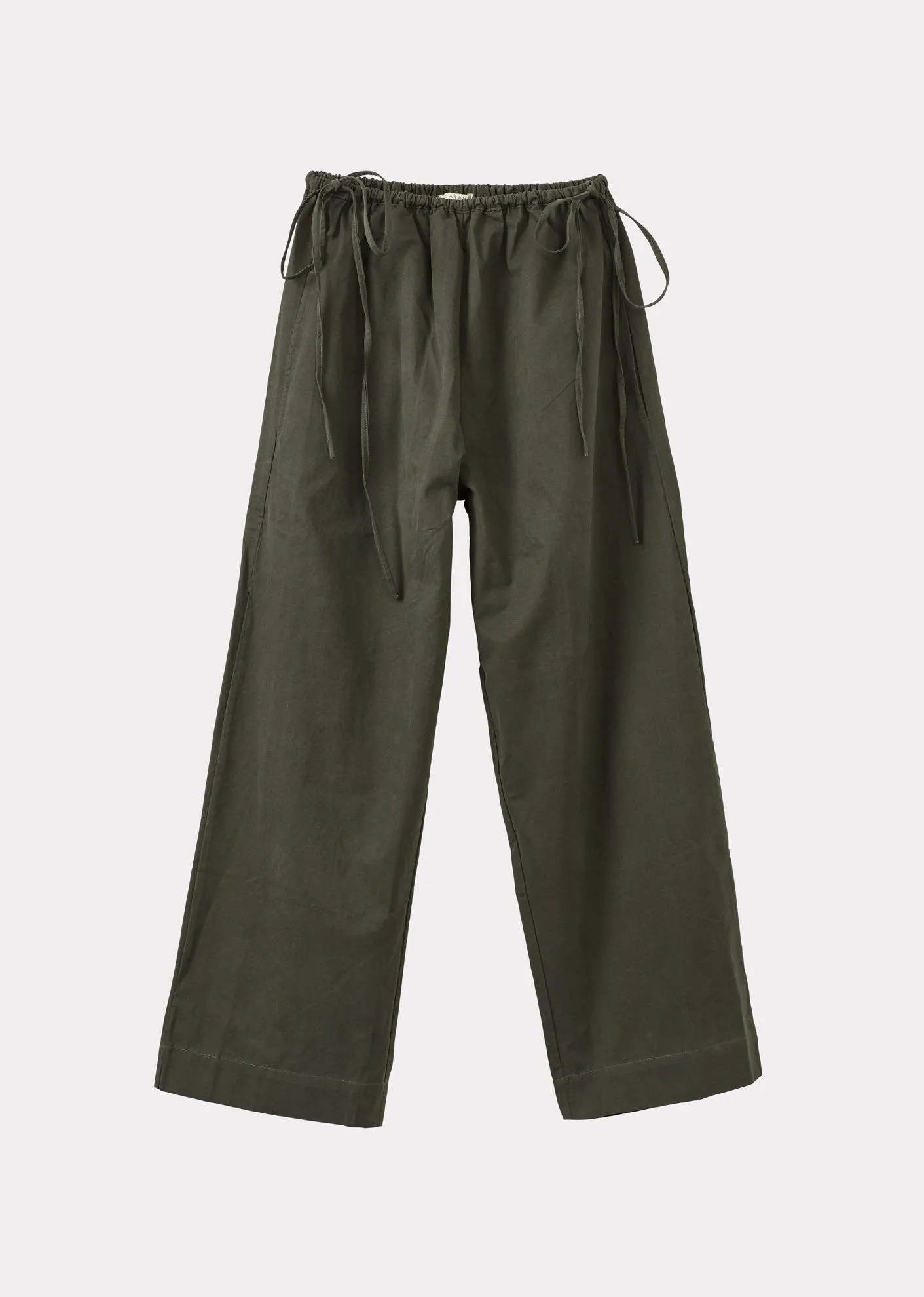 WOMEN'S TIE-DETAIL TROUSERS - KHAKI sold by Caramel