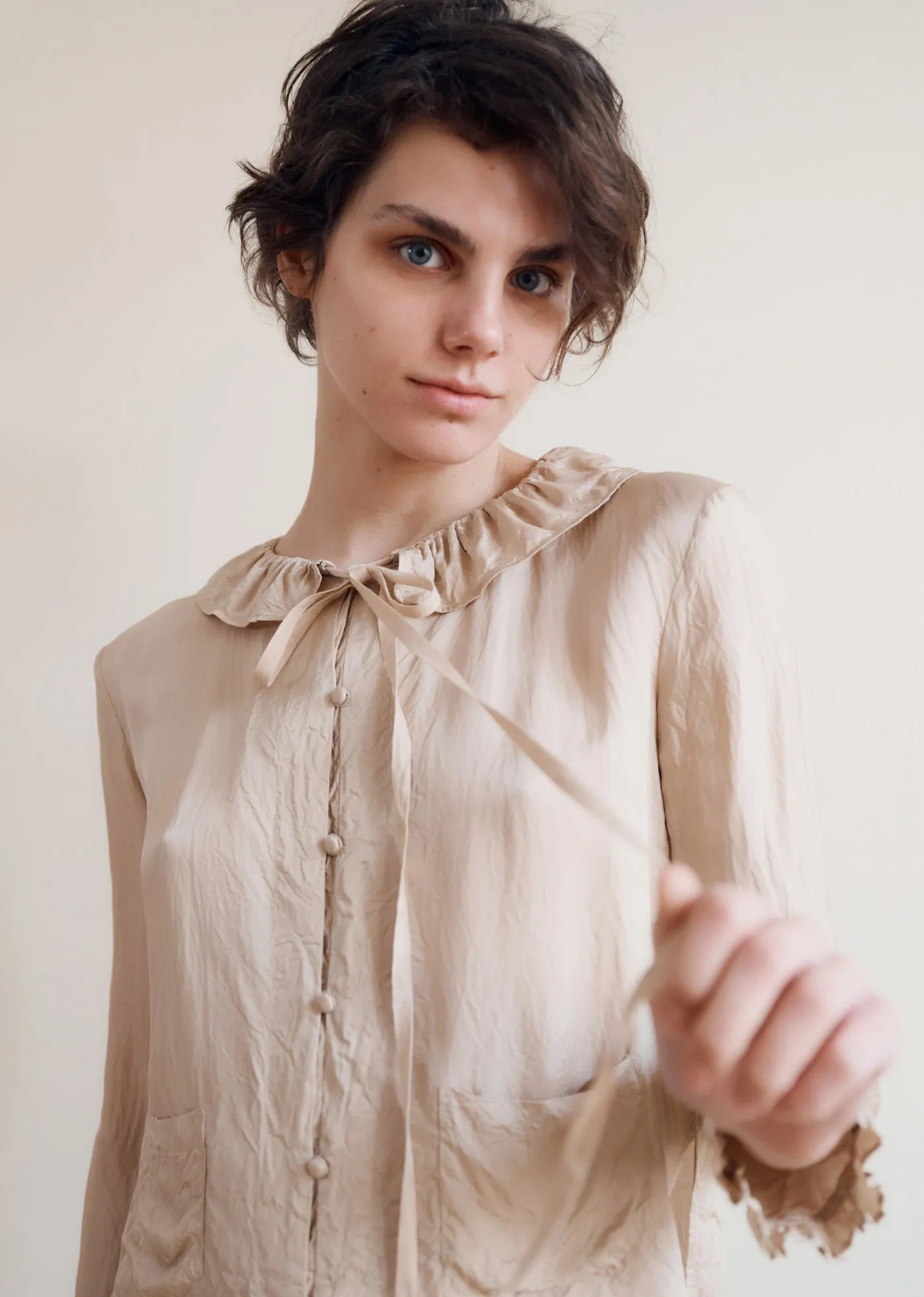 WOMEN'S FRILL COLLAR SHIRT - BEIGE sold by Caramel product image thumbnail 2