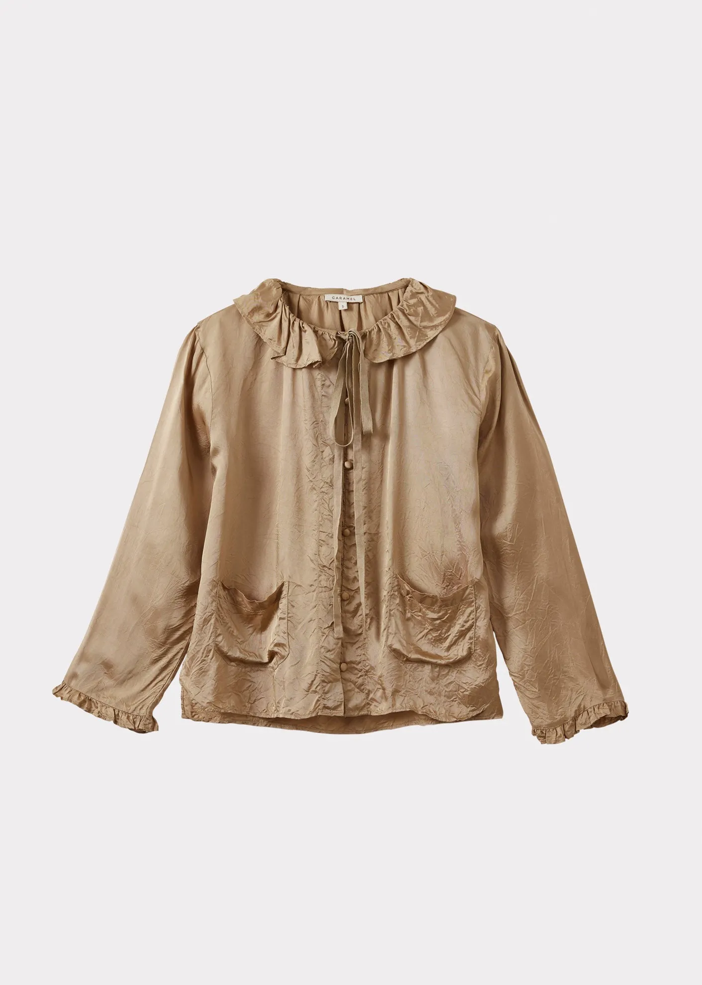 WOMEN'S FRILL COLLAR SHIRT - BEIGE sold by Caramel