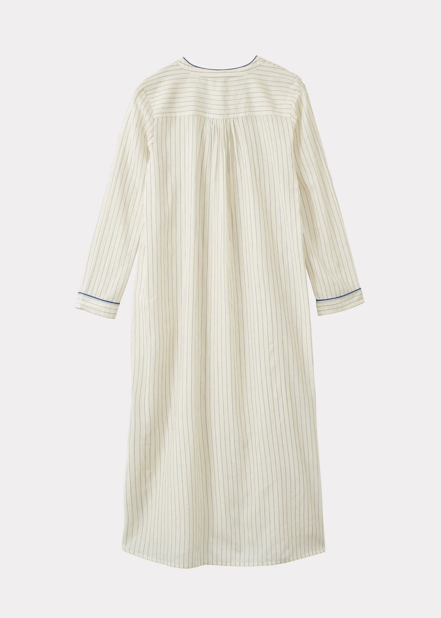 WOMEN'S HANDLOOMED NIGHTDRESS - ECRU BLUE STRIPE sold by Caramel product image thumbnail 4