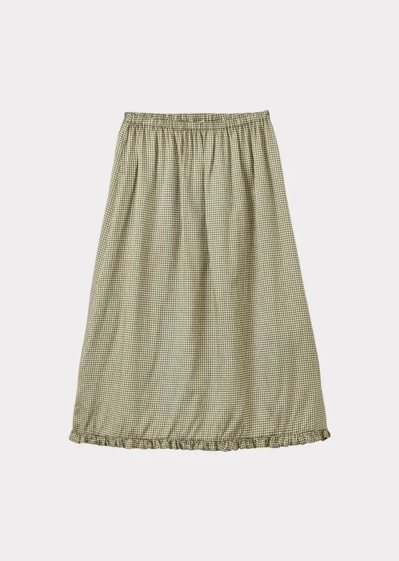 WOMAN FRILL SKIRT - GREEN GINGHAM MICROCHECK sold by Caramel