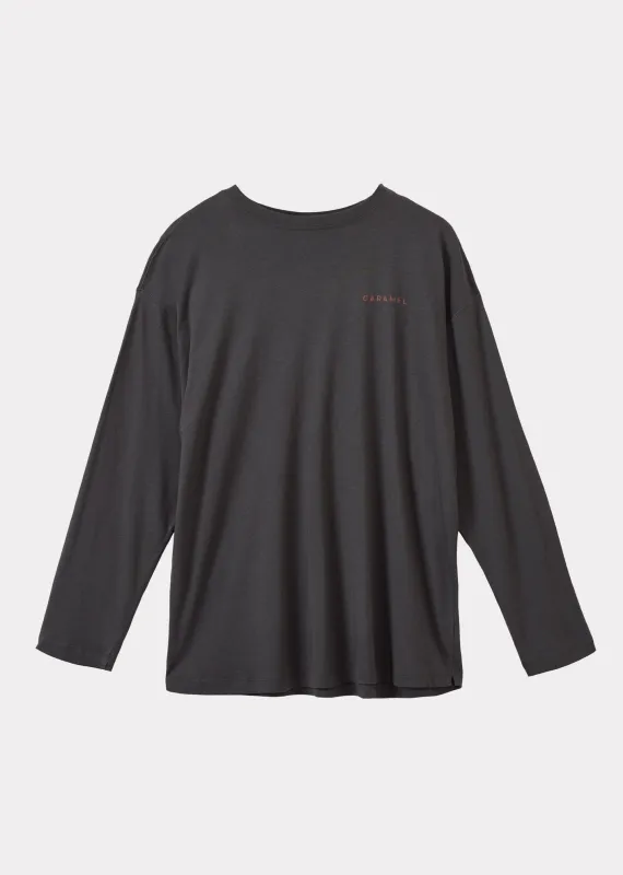 WOMAN OVERSIZE LONG SLEEVE T-SHIRT - CHARCOAL sold by Caramel