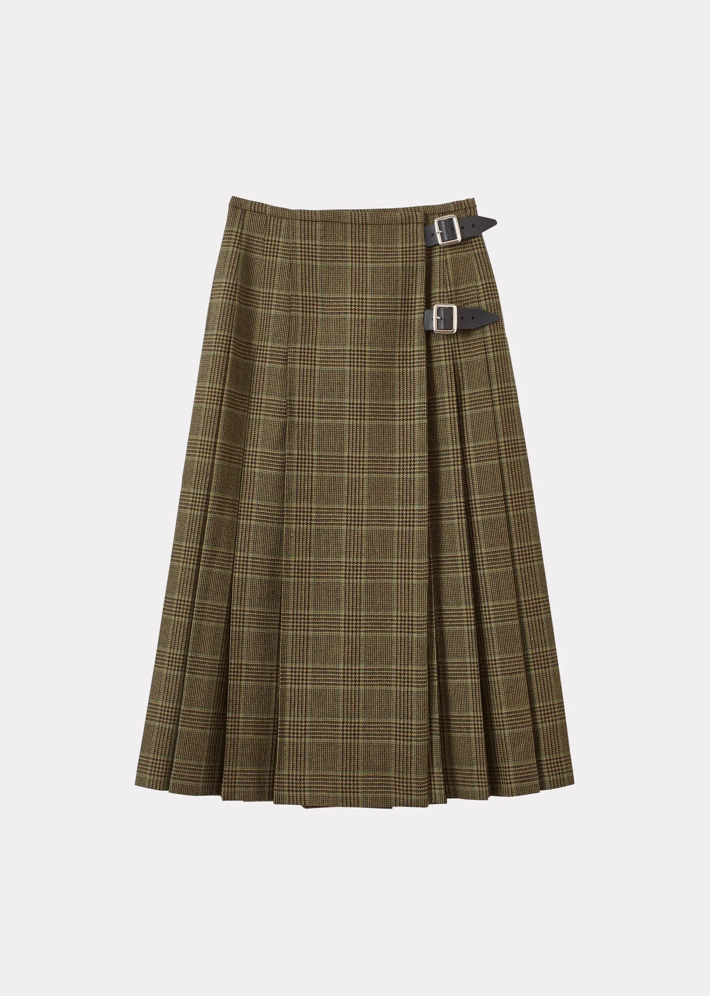 WOMEN'S WOOL KILT - GREY / GREEN TARTAN sold by Caramel