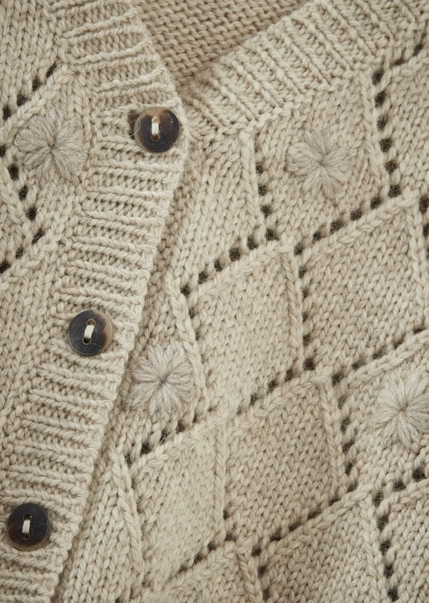 WOMAN EYELET DIAMOND EMBROIDERED CARDIGAN - STONE sold by Caramel product image thumbnail 4