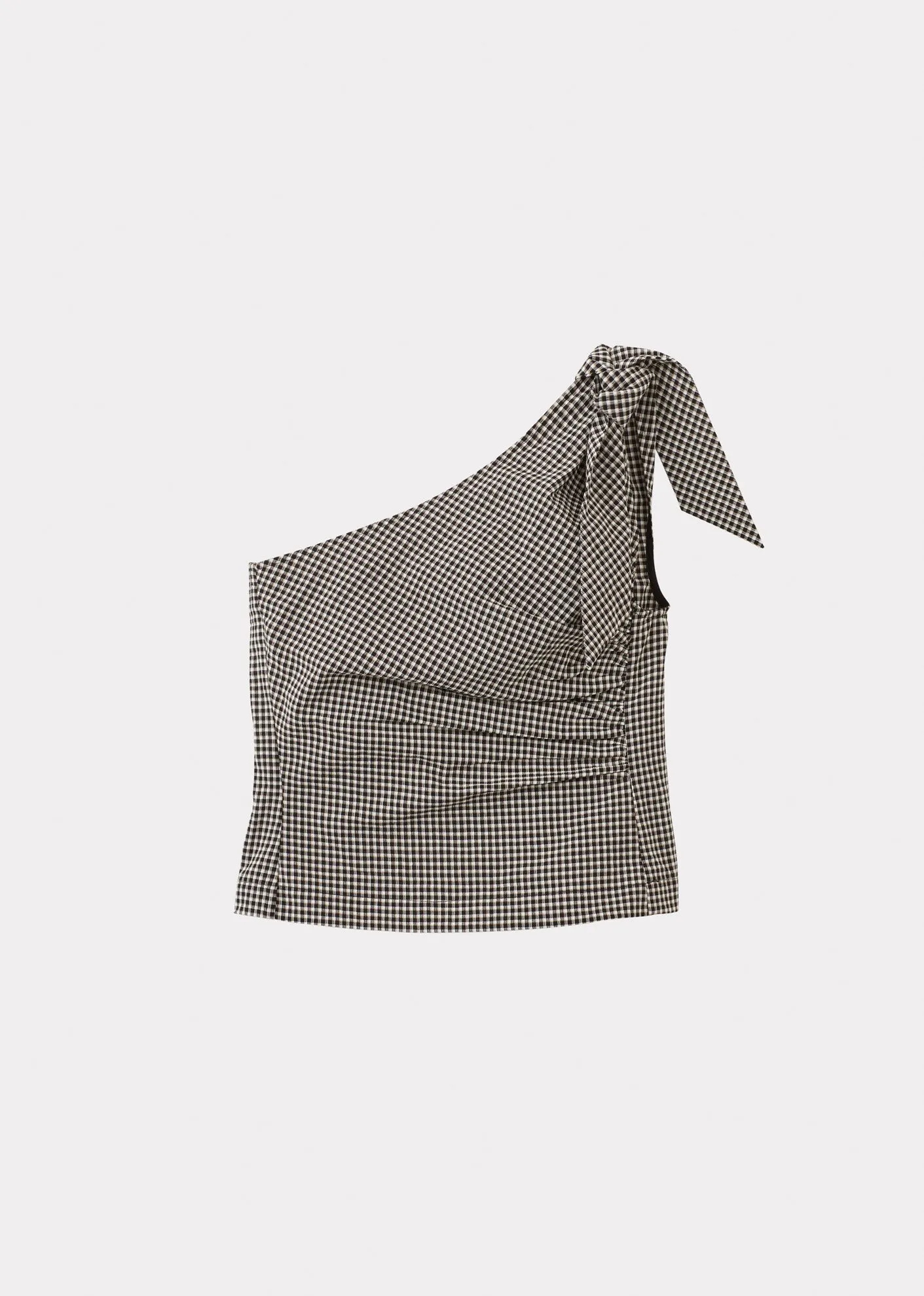 WOMAN ONE SHOULDER TOP - BLACK WHITE CHECK sold by Caramel