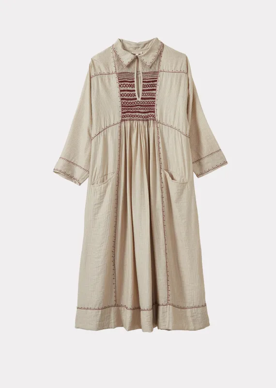 MARS WOMEN'S DRESS - ECRU STRIPE made by Caramel