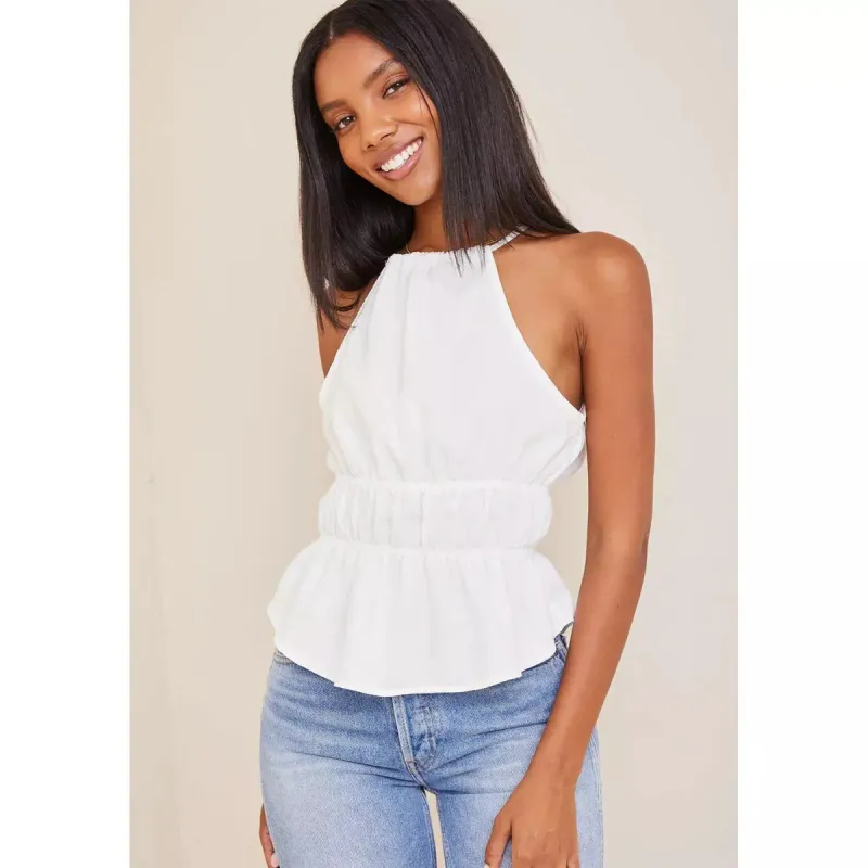 SMOCKED WAIST HALTER TOP sold by Carbon