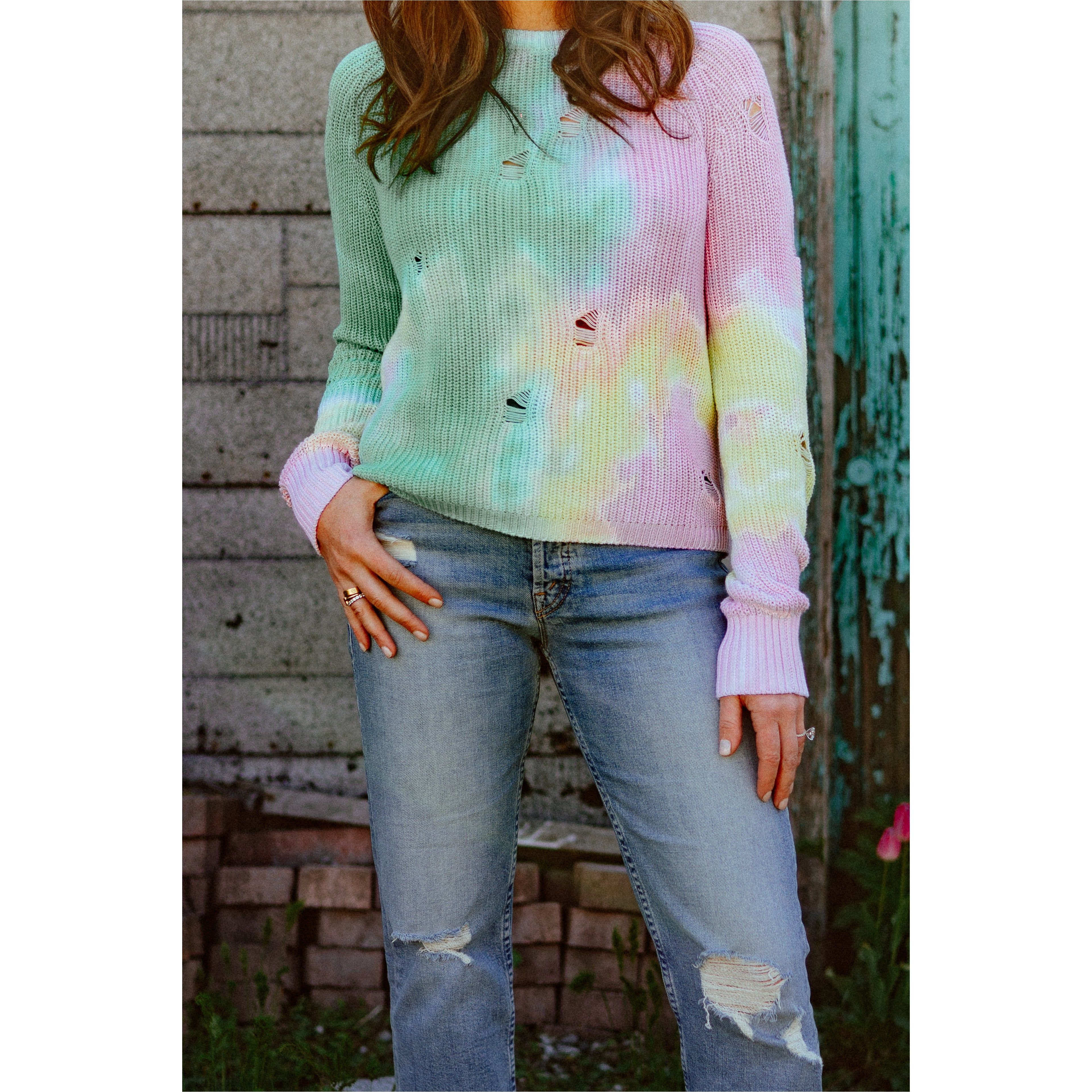 Distressed Splotch Shaker Crew in Pastel sold by Carbon product image thumbnail 2