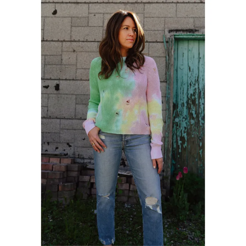 Distressed Splotch Shaker Crew in Pastel sold by Carbon