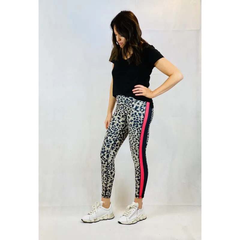Leopard Legging with Neon Side Stripe sold by Carbon