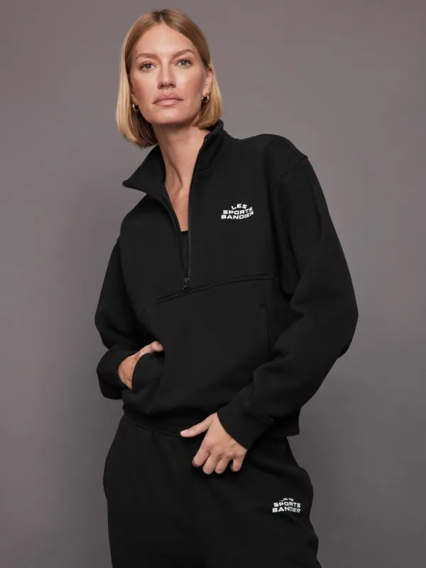 Les Sports Bandier 1/2 Zip Sweatshirt - Black/White sold by Carbon38