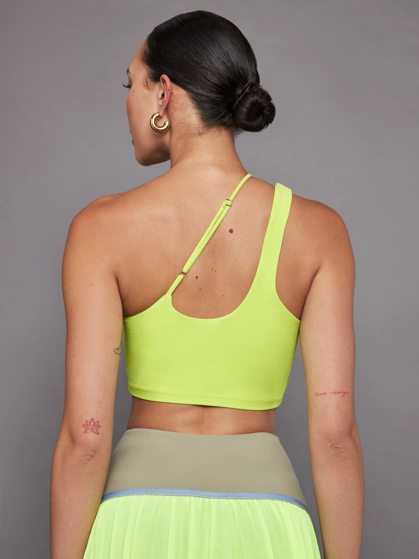 One Shoulder Convertible Bra Top in Melt - Acid Lime sold by Carbon38 product image thumbnail 2
