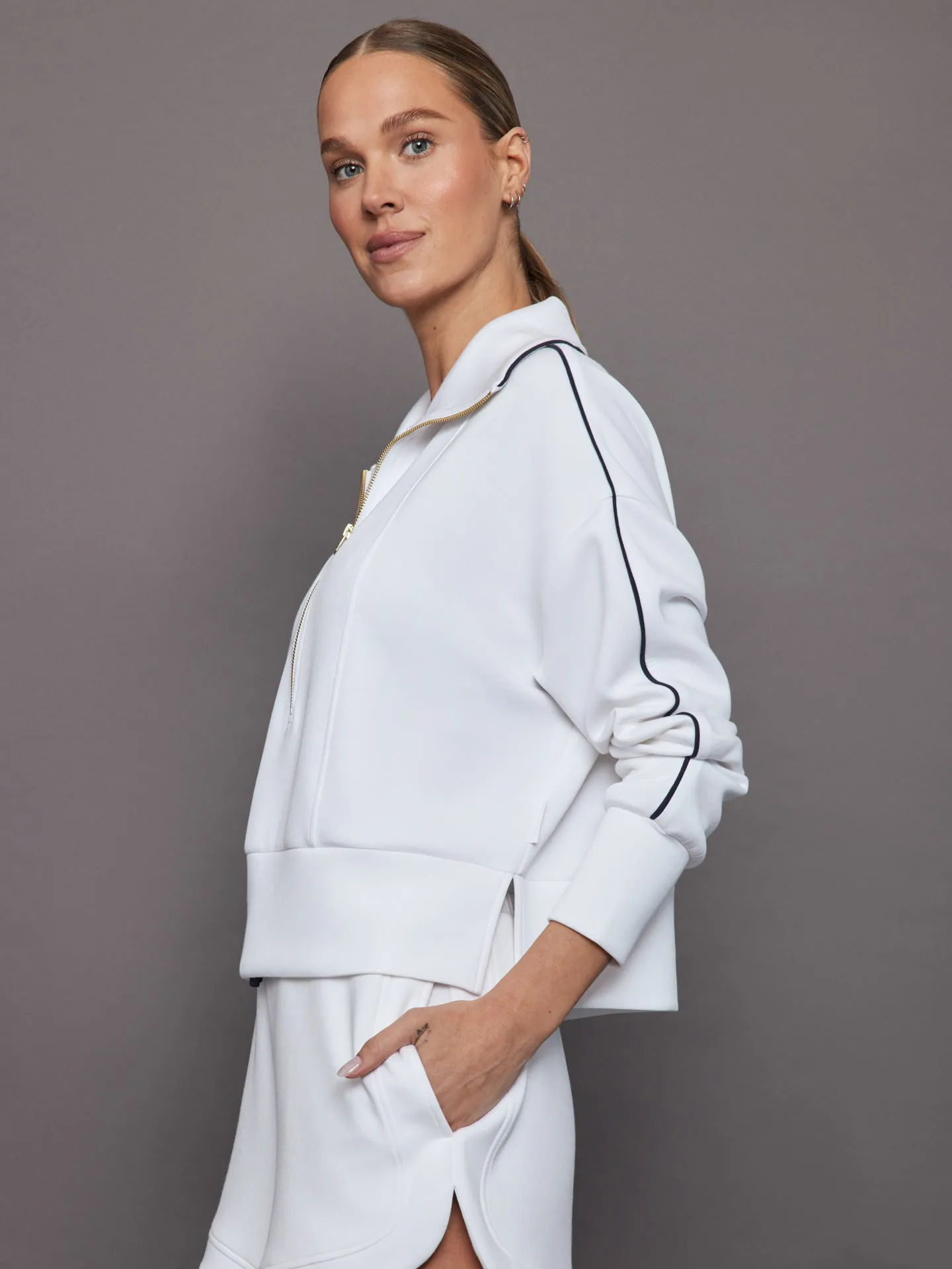 Davenport Half Zip Sweat - White sold by Carbon38 product image thumbnail 3