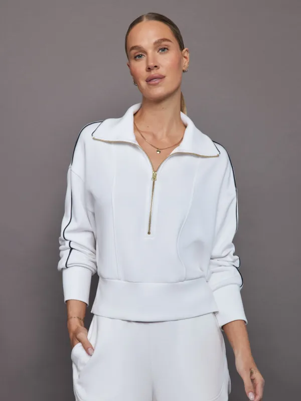 Davenport Half Zip Sweat - White sold by Carbon38
