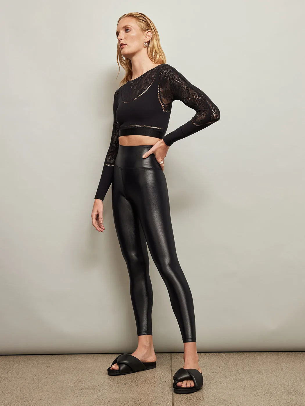 Sporty Logo Net Long Sleeve Top - Black sold by Carbon38 product image thumbnail 4