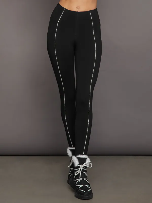 Stirrup Legging with Rhinestone Trim - Black made by Carbon38