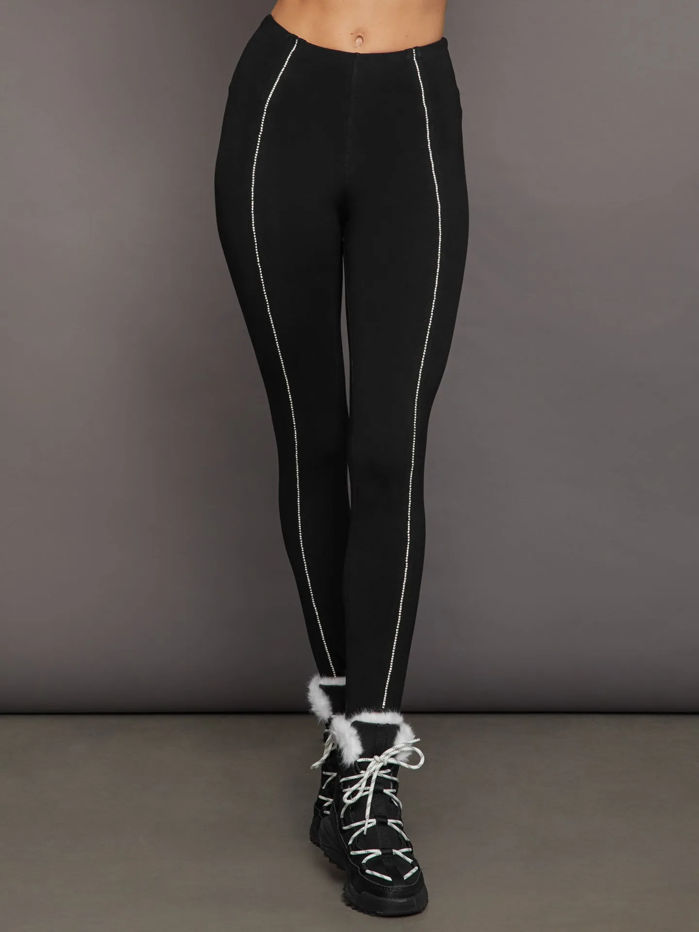Stirrup Legging with Rhinestone Trim - Black sold by Carbon38