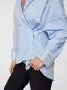 RHINESTONE OVERSIZED BUTTON UP SHIRT - Blue with Silver Rhinestones sold by Carbon38